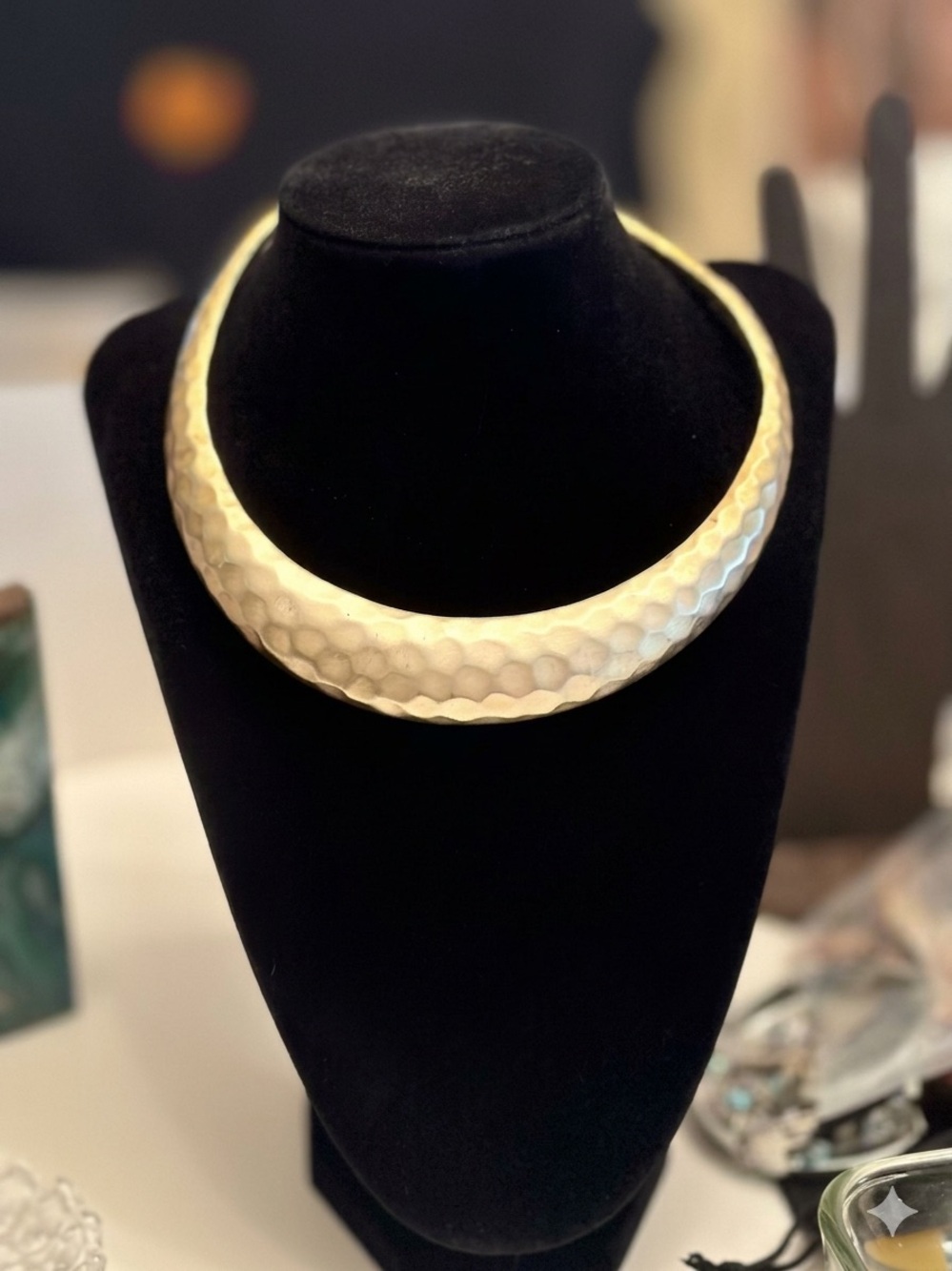 Vintage Daria Hammered Gold Choker Cuff, Runway Brutalist Statement Collar